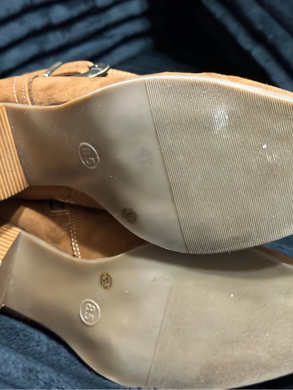 St. John's Bay Tan Suede Ankle Booties with Buckle Detail